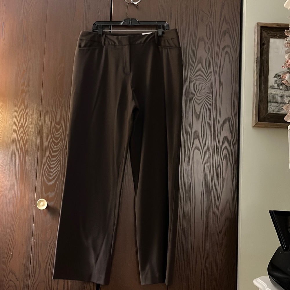 Covington Vanessa dark brown dressy slacks. Size 16L. Wide legged. NWT
